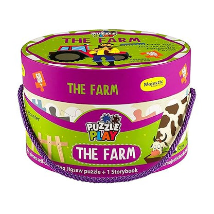 The Book Tree Farm Puzzle Box for Kids 50+ Jigsaw Puzzle Pieces & 1 Storybook I Educational Toy