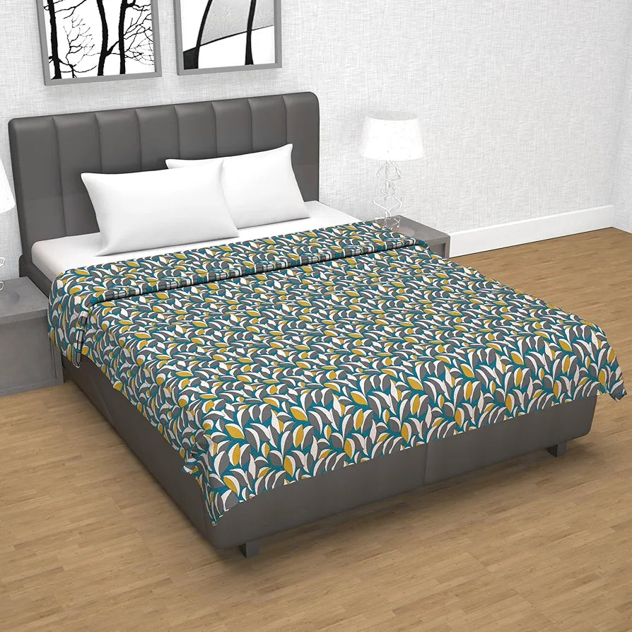 Divine Casa Floret 100% Cotton Double Dohar 120 GSM Soft & Lightweight Throw BlanketColour Woody Petals