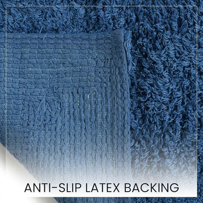 Sashaa World Solid Anti Skid Bathmat And Contour Cotton Colour Navy