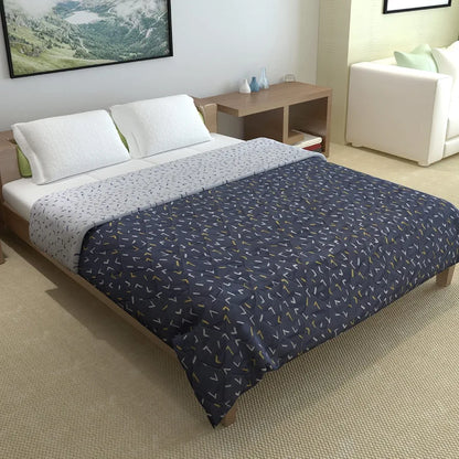 Divine Casa Microfiber 150 GSM Reversible Double Bed Comforter Ultra Soft & Lightweight Blanket Colour Navy Blue