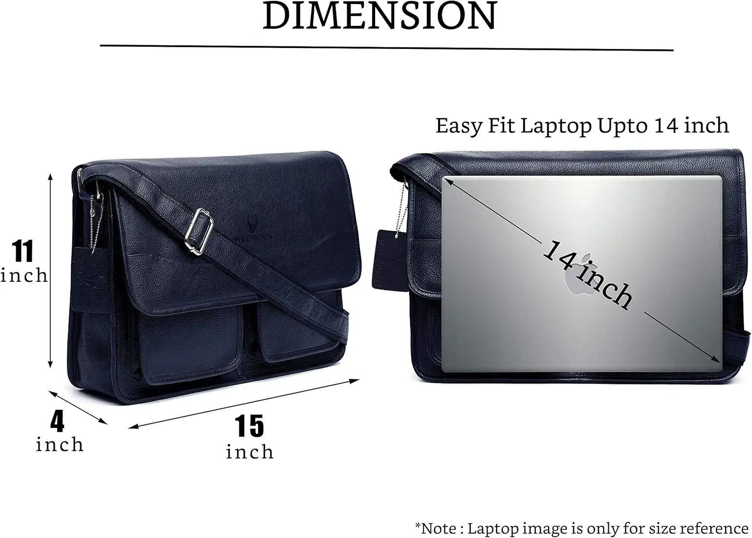 WildHorn Urban Edge100% Leather Laptop Messenger Blue Men's Bag 