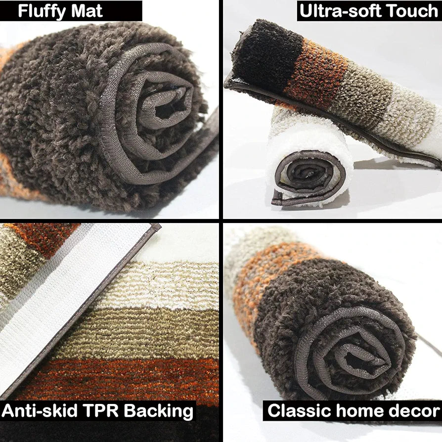 Luxe Home Bath Mat Super Soft Anti Skid Slip Water Soak Washable Oyster Door Mats Colour Teracotta (Pack of 2)