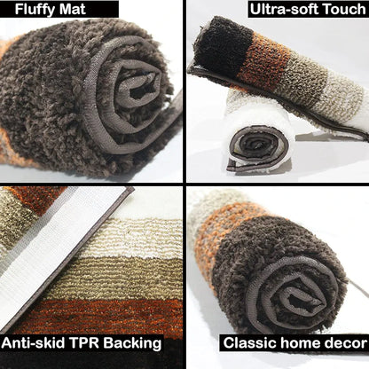 Luxe Home Bath Mat Super Soft Anti Skid Slip Water Soak Washable Oyster Door Mats Colour Teracotta (Pack of 2)