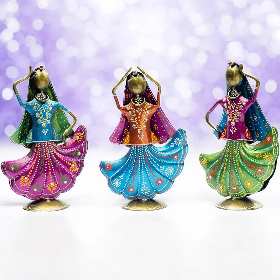 Kraftskala Set of 3 Metal Figurine Dancers Home Decor Item for Living Room