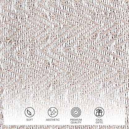 Sashaa World Soft Herringbone Throw Blanket Colour Grey