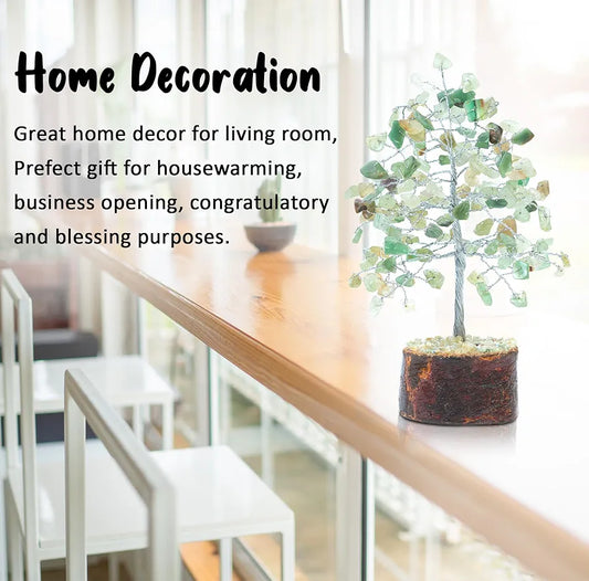 Crocon Green Jade Crystal Bonsai Tree Silver Wire