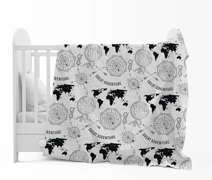 Divine Casa 120 GSM Microfiber Single Kids Dohar  Soft & Lightweight Throw Blanket Geographic Pattern Colour Stonewash Grey