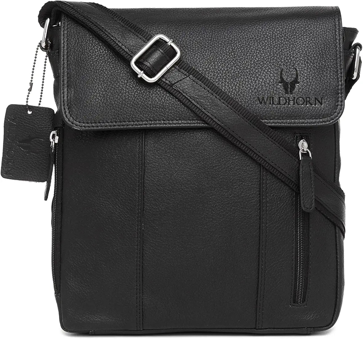 WildHorn Leather 11 inch Sling Messenger Bag for Men I Multipurpose Crossbody Bag I Travel Bag with Adjustable Strap 