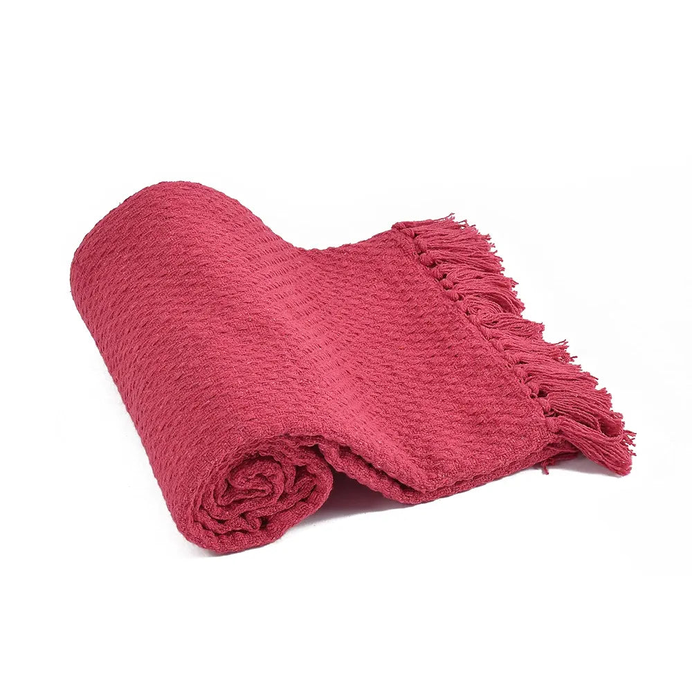 Sashaa World Vibrant Pink Cotton Throw Colour Vibrant Pink
