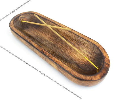 Pure Source India Natural Wood Incense Holder and Ash Catcher