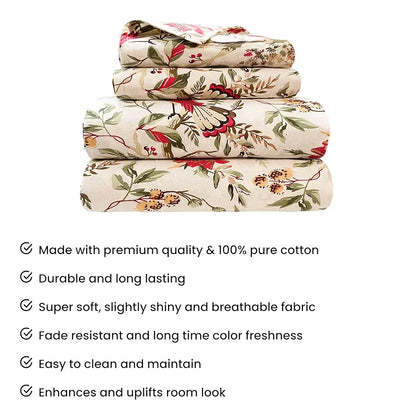 Sajavat Home 100% Pure Cotton King Size Bedsheet Set with 2 Pillow Covers Colour Flamingo Floral