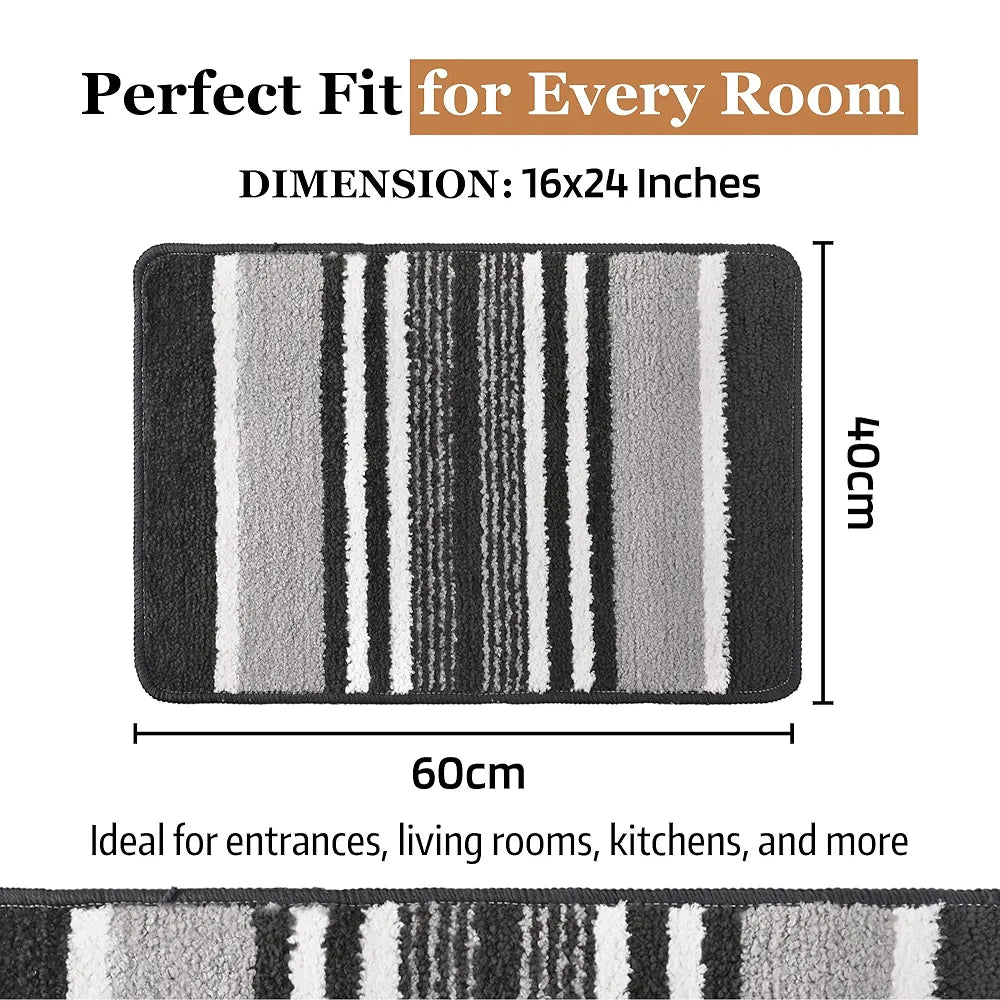 Kuber Industries Anti-Skid Water-Absorbent Door Mats for Home Micro Jupitar Lining Dark Grey
