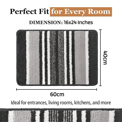 Kuber Industries Anti-Skid Water-Absorbent Door Mats for Home Micro Jupitar Lining Dark Grey