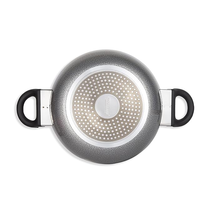 Fackelmann Granite Non- Stick Kadai with Lid 24 cm Grey Colour