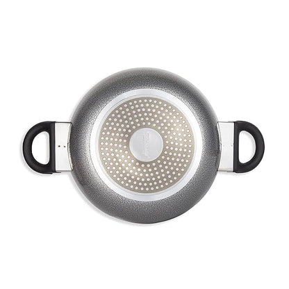 Fackelmann Granite Non- Stick Kadai with Lid 24 cm Grey Colour