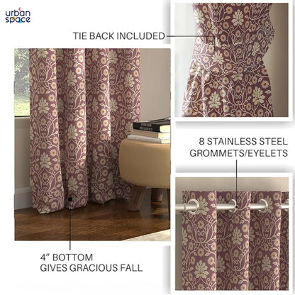 Urban Space Digital Printed Blackout Curtains for Door Bedroom Room Darkening Blackout Kids Decorative Curtains Mystic Wine