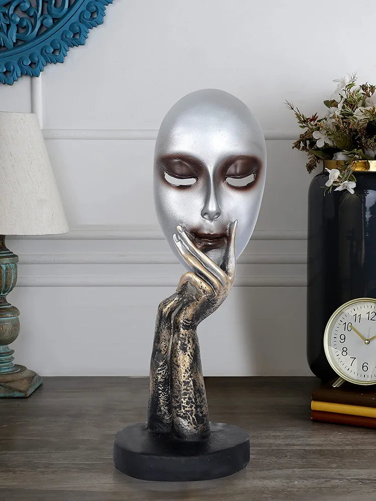 Zart Presents New Lady Face Silver Showpiece Perfect for Living Room