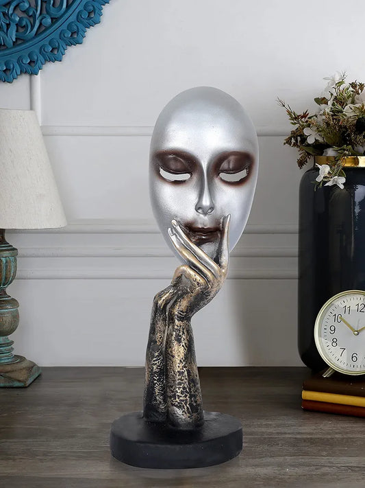 Zart Presents New Lady Face Silver Showpiece Perfect for Living Room