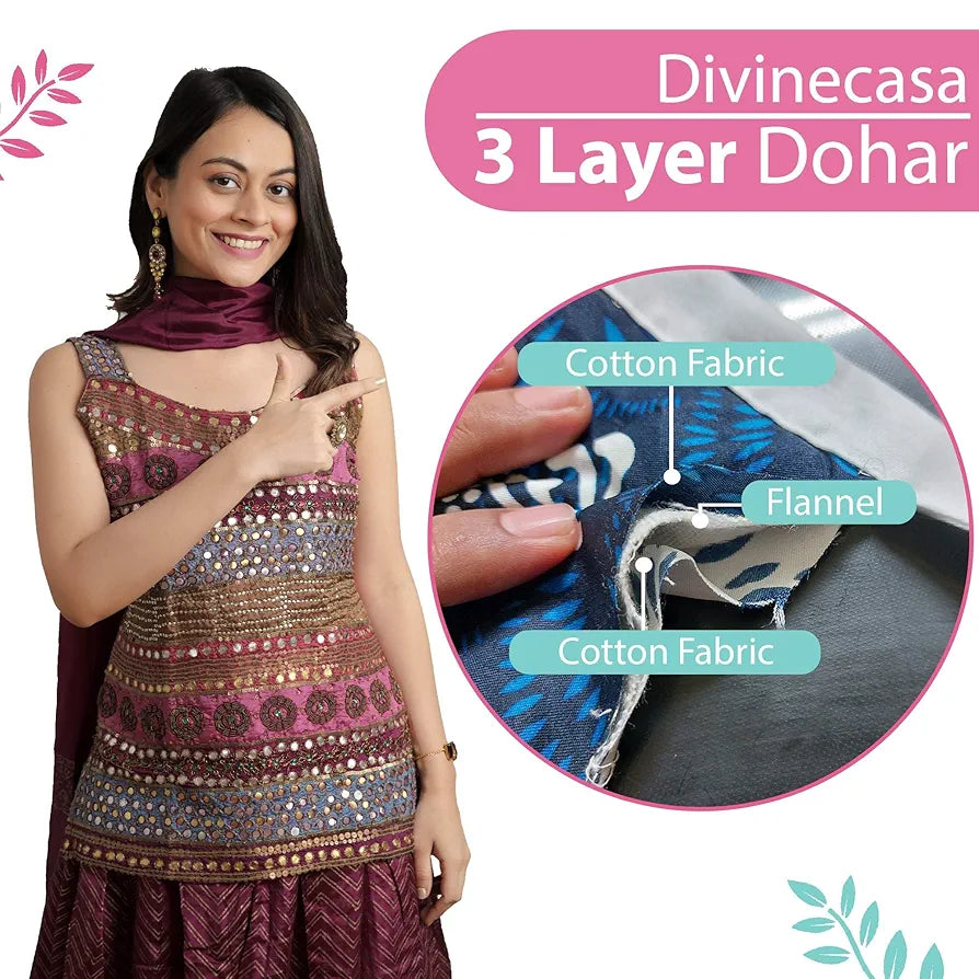 Divine Casa 100% Cotton Single Bed Dohar Lightweight & Soft AC Blanket Reversible Summer Quilt Colour Rose Pink