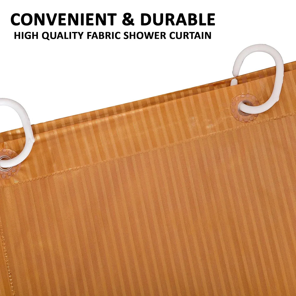 Kuber Industries Shower Curtain Bathroom Shower Curtain 8 Rings Curtain Lining Golden
