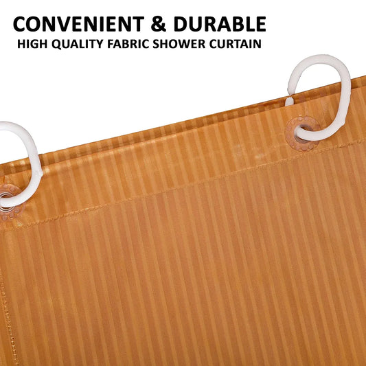 Kuber Industries Shower Curtain Bathroom Shower Curtain 8 Rings Curtain Lining Golden