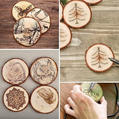 Hobby India Natural Mango Wooden Round Diy Craft Coasters for Your Drinks | Beverages & Bar Glasses