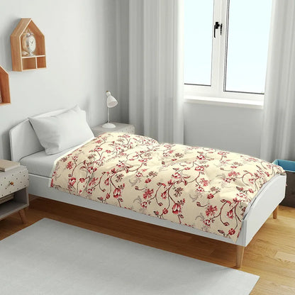 Divine Casa Floret 100% Cotton Single Kids Dohar 120 GSM Soft & Lightweight Throw Blanket Colour Summer Fern