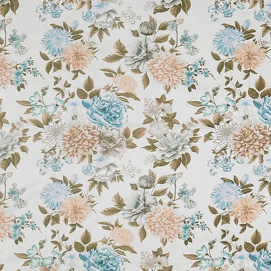Cloth Fusion Blackout Printed Premium Door Curtains 7 Feet Long Set of 2 Blue Blooms