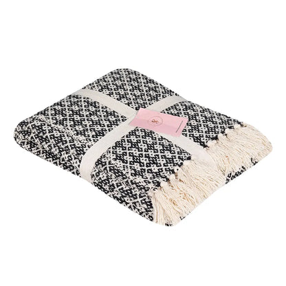 Sashaa World Soft Throw Blanket Colour Black/Natural
