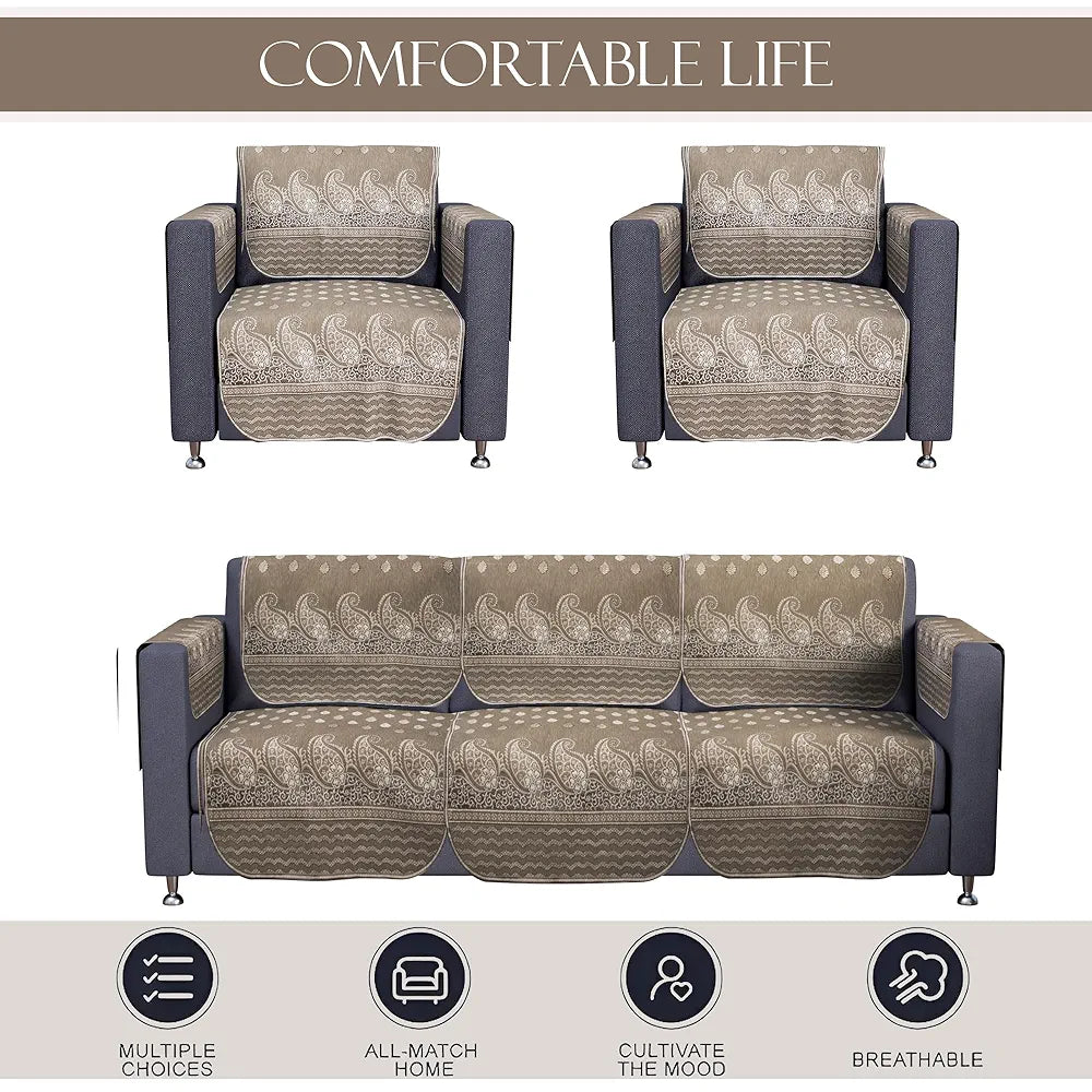 Kuber Industries Set of 16 Fully Covered Sofa Cover 5-Seater Carry Vento Mousse Colour