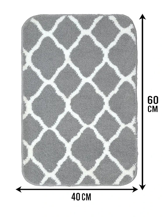 Saral Home Soft Anti Slip Microfiber Geometric Bathmats