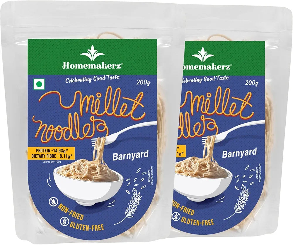Homemakerz Banyard Millet Noodles, Natural, Preservative, Gluten & Fat Free, Not Fried & No Oil, Zero Maida & Wheat, Healthy & Tasty Hakka Millet Noodles With High Fiber 