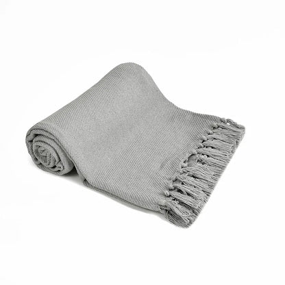 Sashaa World Solid Grey Cotton Throw Colour Light Grey