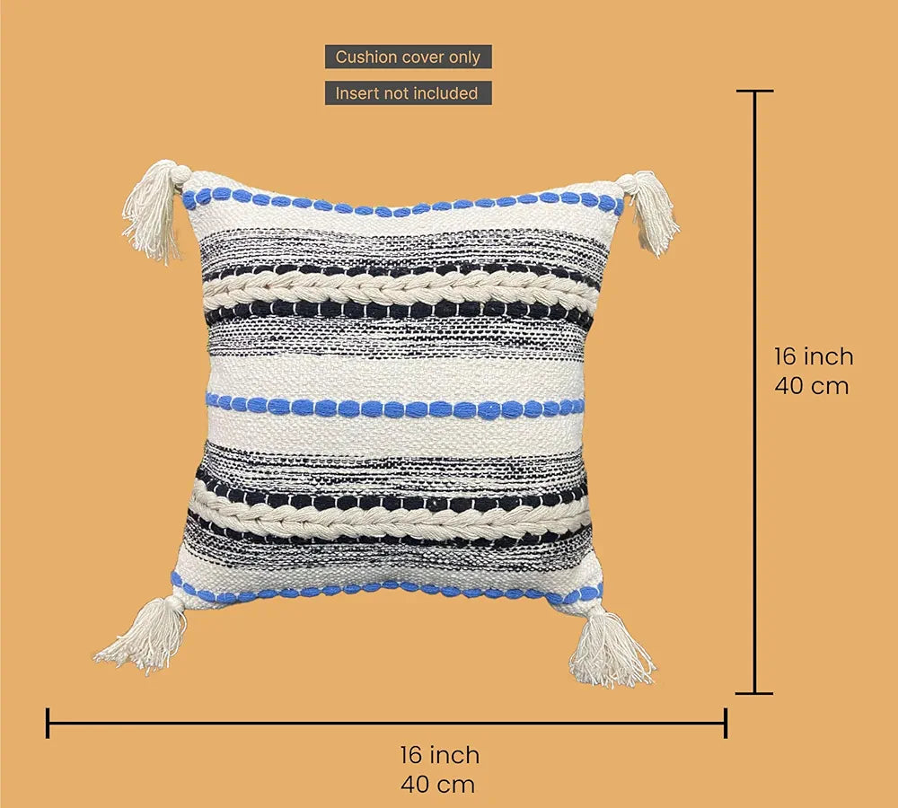 Sajavat Home Cotton Cushion Cover Colour Beige & Blue
