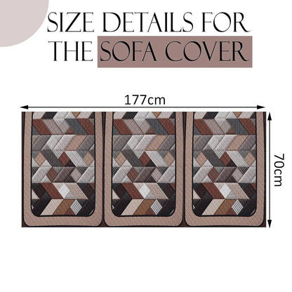 Kuber Industries Set of 6 Velvet 3 Seater Sofa Covers for Living Room Triangular-Cream & Brown