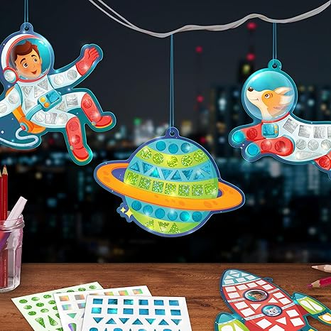 Imagimake Mirror Mosaic SpaceMess Free Diy Mosaic Craft Kit Sticker Travel Toys For Boys