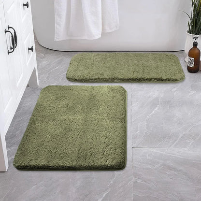 Luxe Home International Bath Mat Super Soft Ultra Absorbent Rectangular Mat Colour Green (Pack of 2)