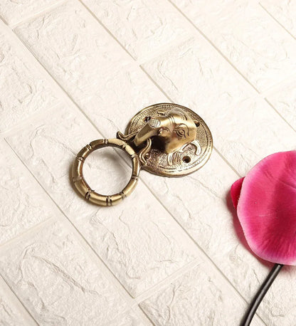 Two Moustaches Elephant Face Brass Door Knocker