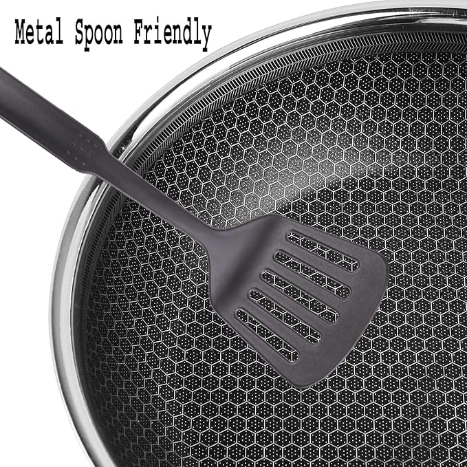 Prabha Tri-Ply Stainless Steel Hexa Cube Fry Pan Non Stick Coating Food-Grade Steel 26cm 2L