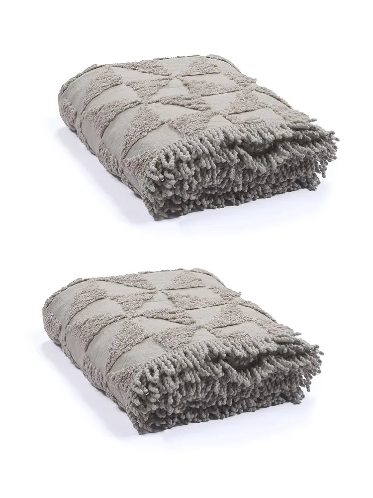 Saral Home Soft Cotton Tufted 1 Seater Sofa Cover Throw Grey