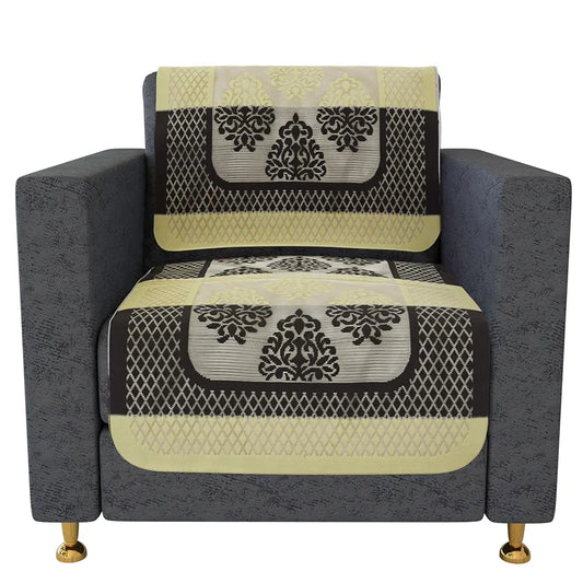 Kuber Industries Sofa Cover for Hall 5-Seater for Home Decor Brown Star Patta Colour Orange