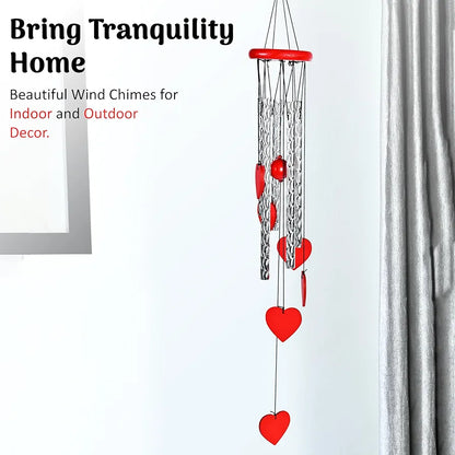 Heart Shape Wind Chime with Silver Pipes Wind Chime -017