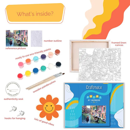 CRAFTMATE DIY Framed Paint by Numbers Canvas Art and Craft Kit for Adults and Kids | Acrylic Painting Hobby Kit | 16 inch x 12 inch
