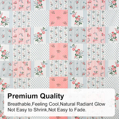 Fresh From Loom Floral Print King Size Fitted Bedsheet Set Microfiber 240 TC 2 Pillow Covers Pink White