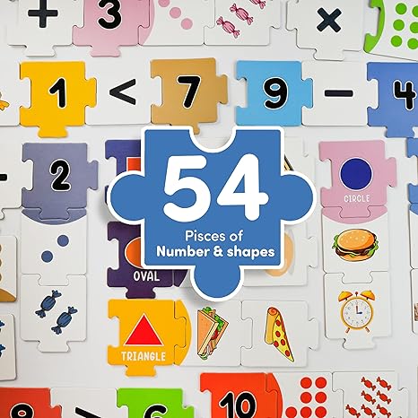 Mittimate Number & Shape Jigsaw Puzzle Game for Kids Age 2 to 4 Old 54 Pieces Educational Puzzle Toy
