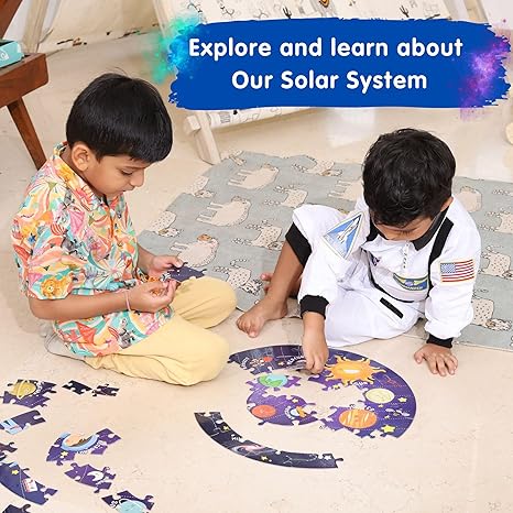 CocoMoco Kids Solar System Puzzle 42 Pcs Glow in The Dark Educational Toy Space Puzzles for Kids Single Pack