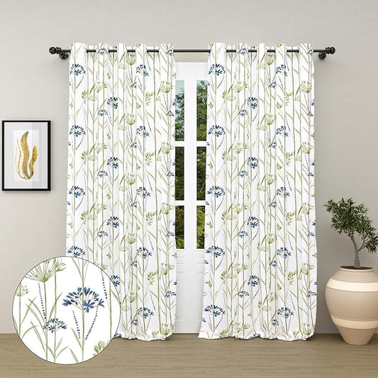 Haus & kinder Cotton Curtains Set of 2 for Bedroom Window Door Curtains (5ft x 7ft) | Colour Wild Whisper Blue
