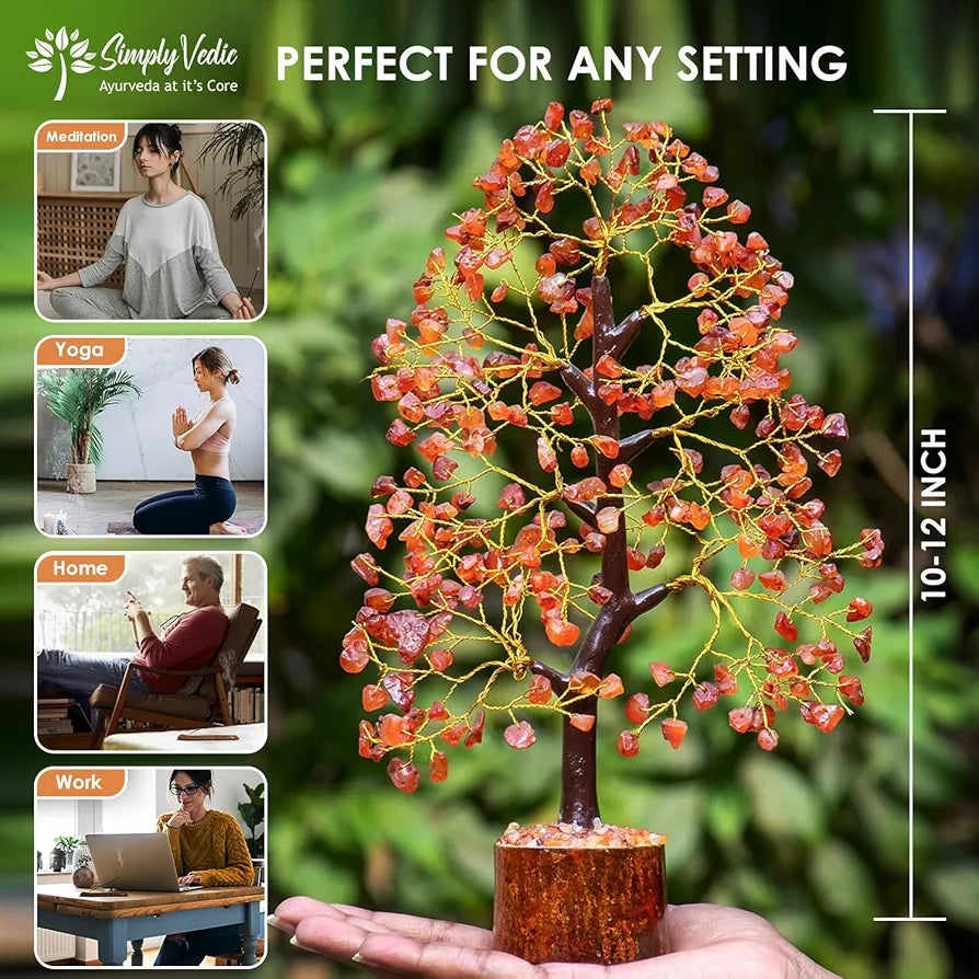 Simply Vedic Chakra Red Carnelian Crystal Tree