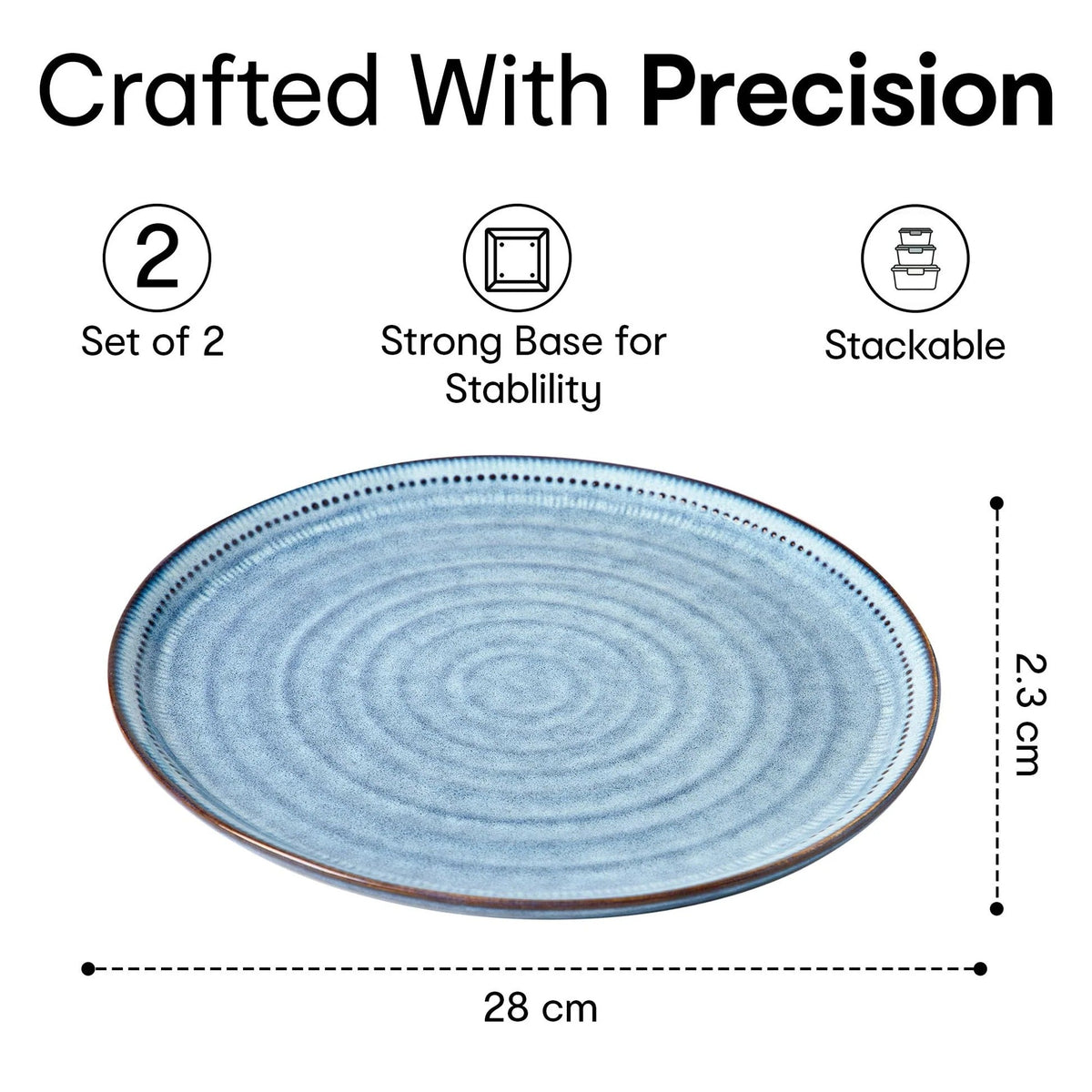 Anko 11 inch Maison Stoneware Dinner Plates Set of 2 Blue Microwave Dishwasher Safe BPA Free