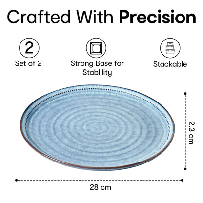 Anko 11 inch Maison Stoneware Dinner Plates Set of 2 Blue Microwave Dishwasher Safe BPA Free